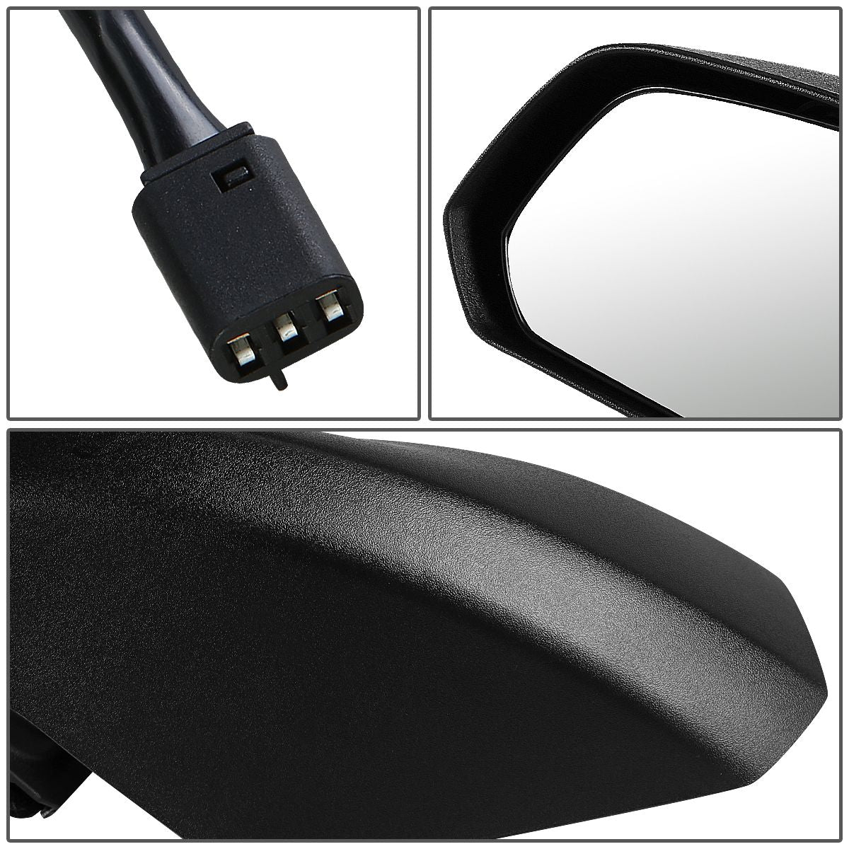 RETROVISOR MIRROR - OEM - 03-07 SATURN ION SEDAN - POWERED - TEXTURED - BLACK - LEFT