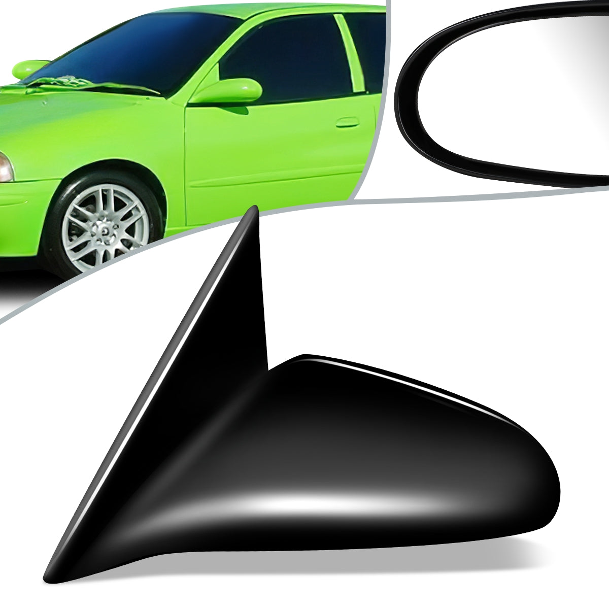 RETROVISOR MIRROR - OEM - 95-97 GEO METRO - MANUAL - W/O LEVER - BLACK MATERIAL - LEFT