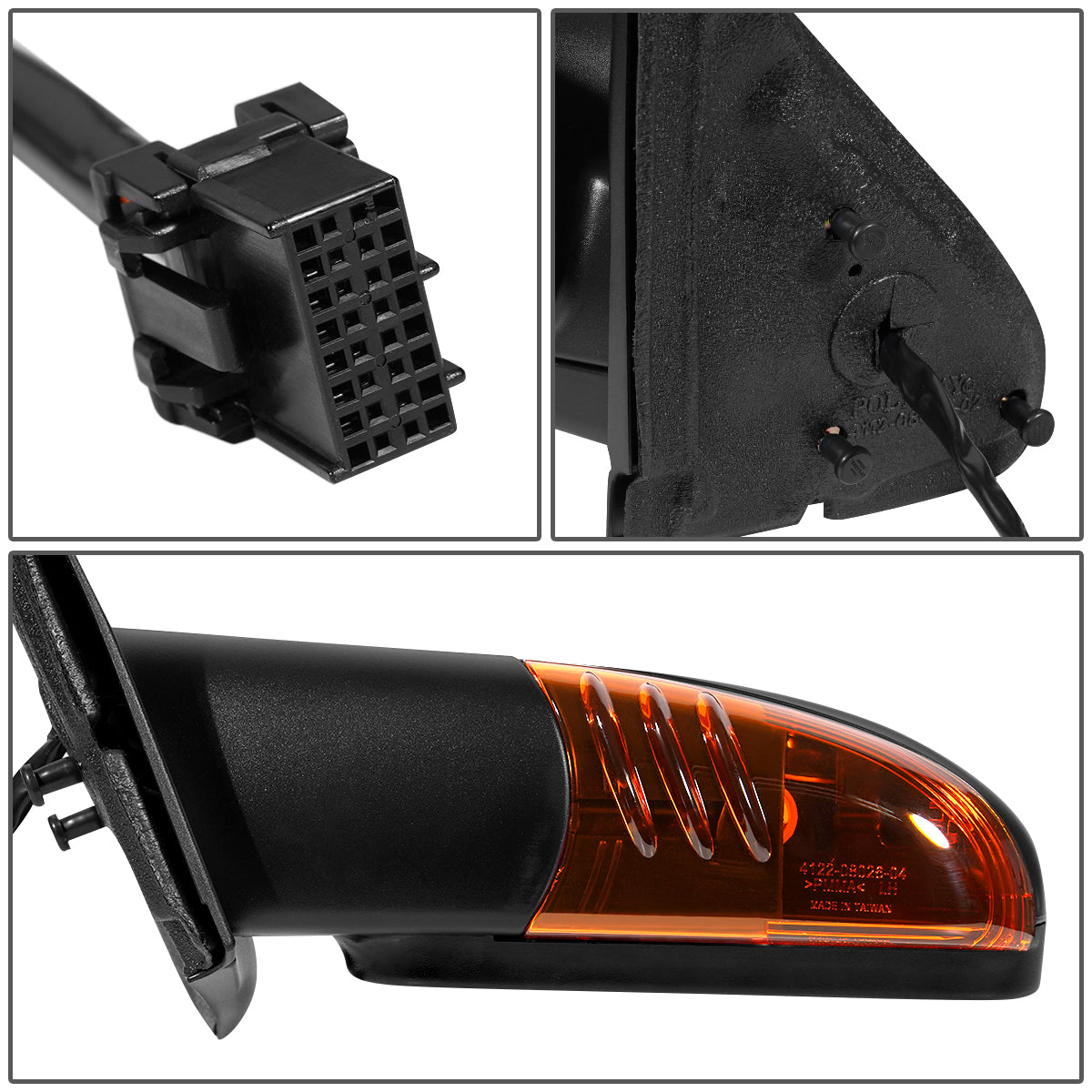 RETROVISOR MIRROR - OEM - 02-05 CHEVY TRAIL BLAZER - POWERED - HEATED - W/ MEMORY - W/ TURN SIGNAL - FOLDING - BLACK MATERIAL - LEFT