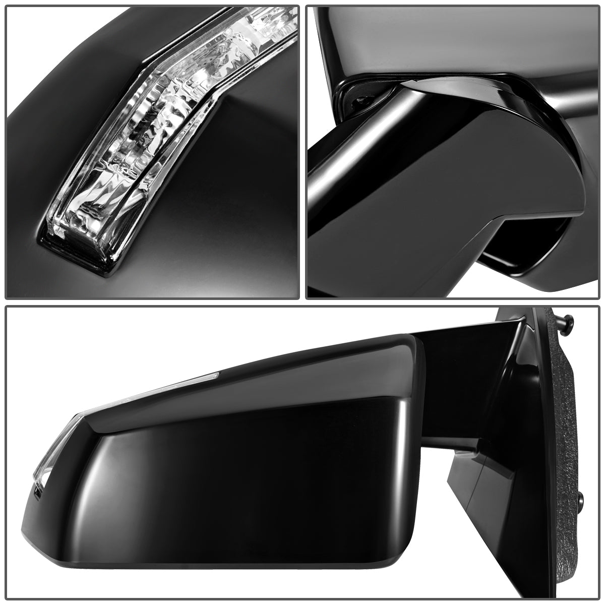 RETROVISOR MIRROR - OEM - 07-10 SATURN OUTLOOK - POWERED - HEATED - W/ SIGNAL - W/ MEMORY - W/ POWER FOLDING - BLACK MATERIAL - LEFT
