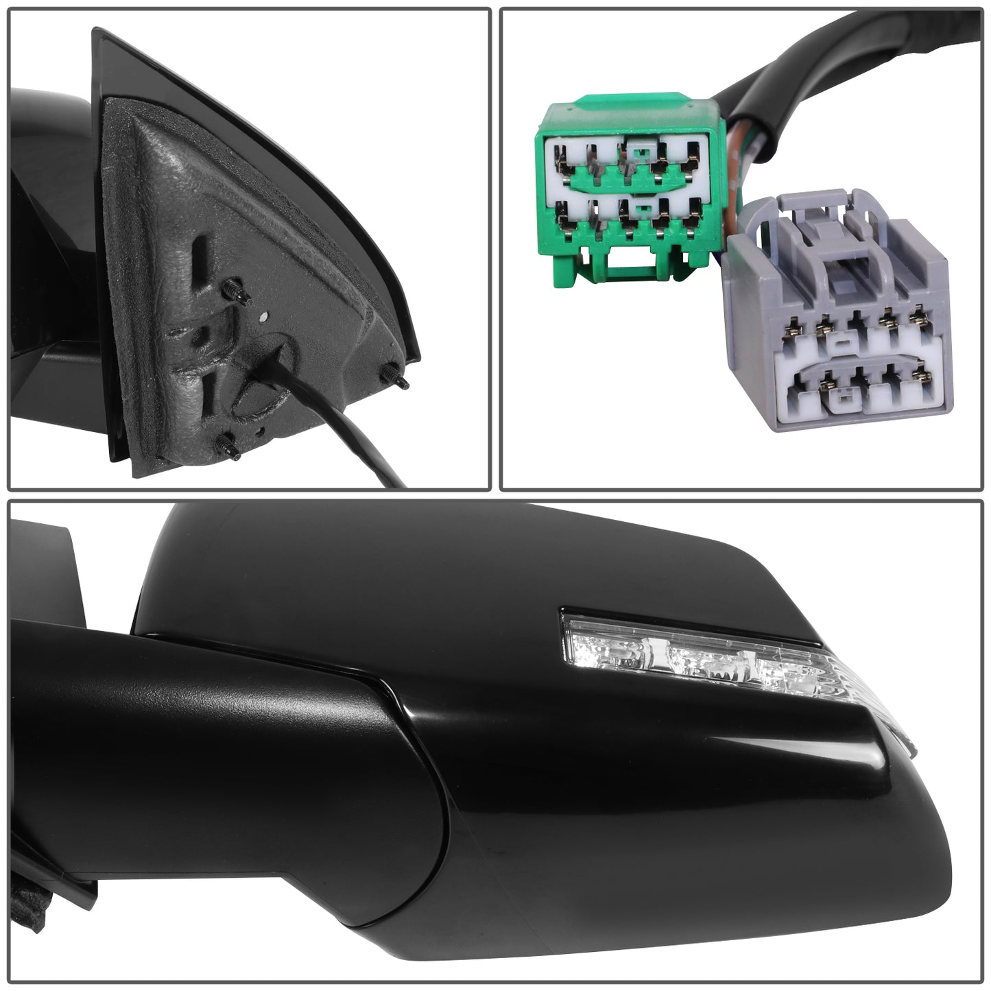 RETROVISOR MIRROR - OE STYLE - CHEVROLET TRAVERSE 09-12 - WITH POWER WITH HEATED WITH SIGNAL WITH BLIND SPOT WITH MEMORY - DRIVER SIDE - PAINT TO MATCH - BLACK