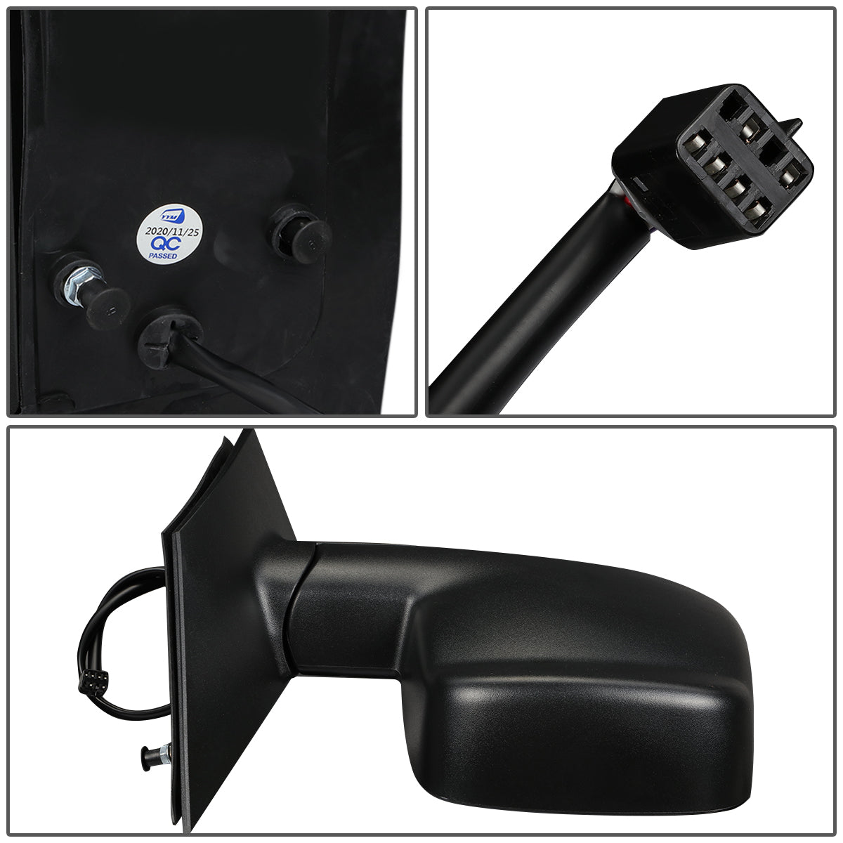 RETROVISOR MIRROR - OEM - 03-13 CHEVY EXPRESS, GMC SAVANA - POWERED - HEATED - FOLDING - W/ DUAL GLASS - TEXTURED - BLACK - LEFT