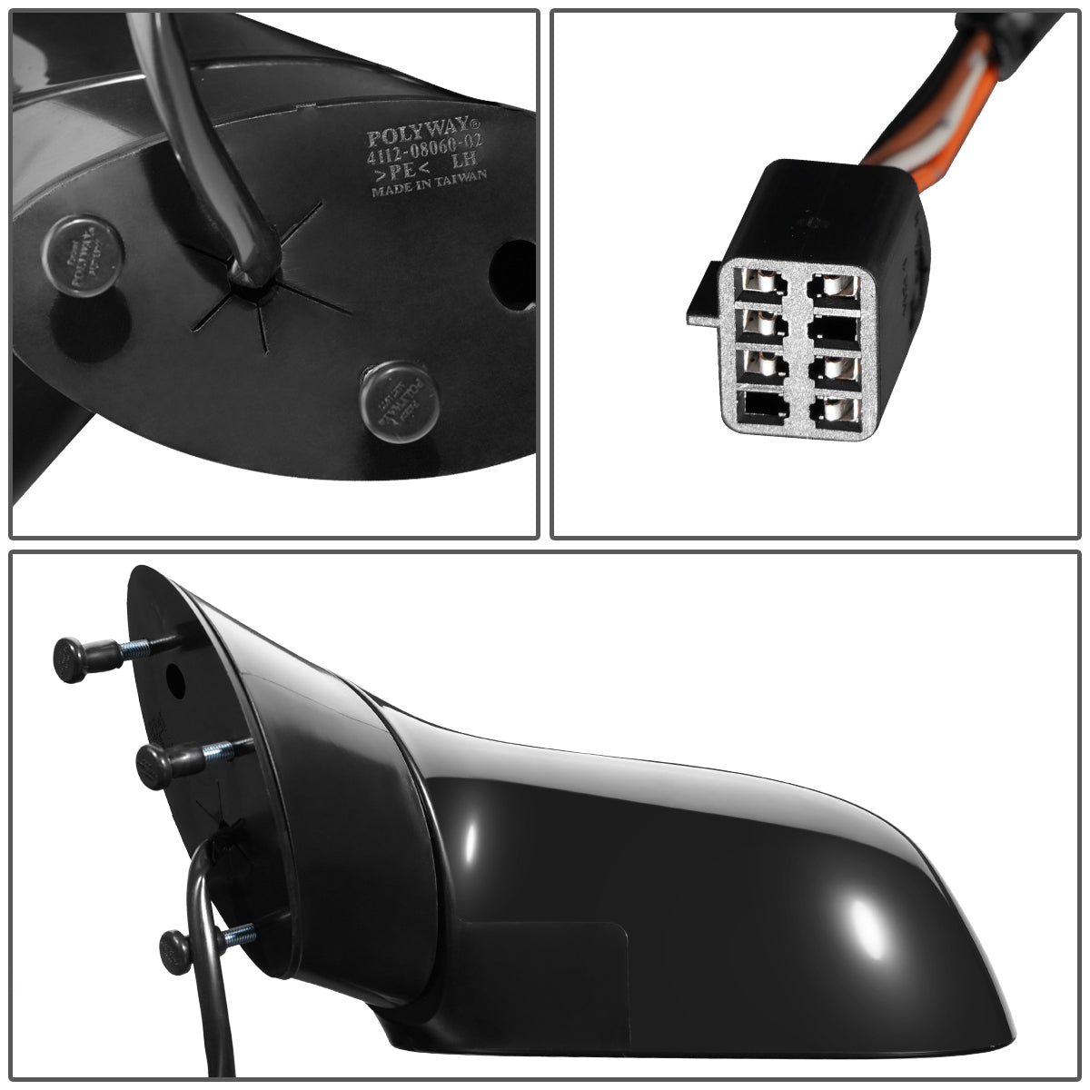 RETROVISOR MIRROR - OEM - 05-13 CHEVY CORVETTE - POWERED - HEATED - FOLDING - BLACK MATERIAL - LEFT