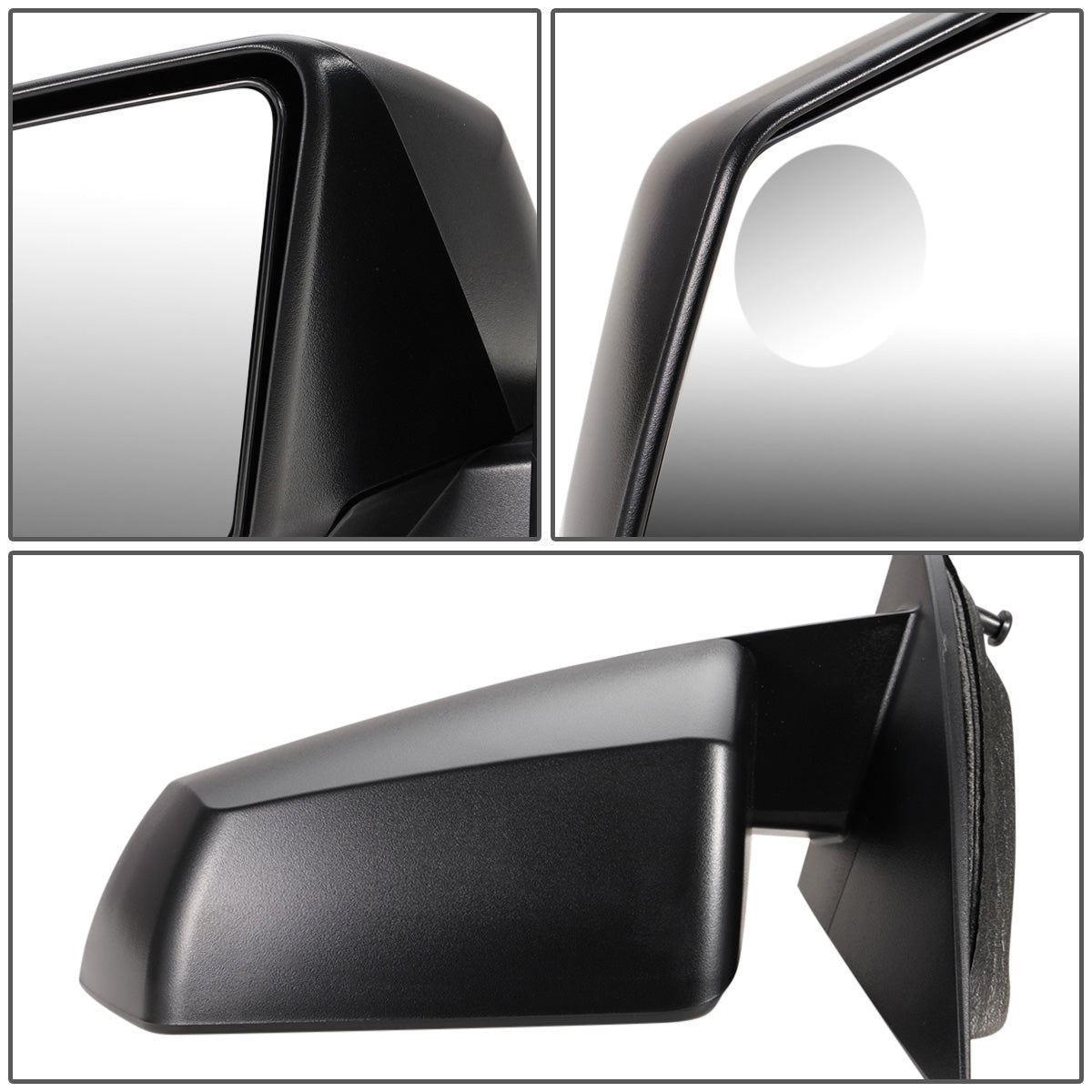 RETROVISOR MIRROR - OEM - 13-16 GMC ACADIA - POWERED - W/ ROUND BLIND SPOT GLASS - PAINTED - BLACK - LEFT