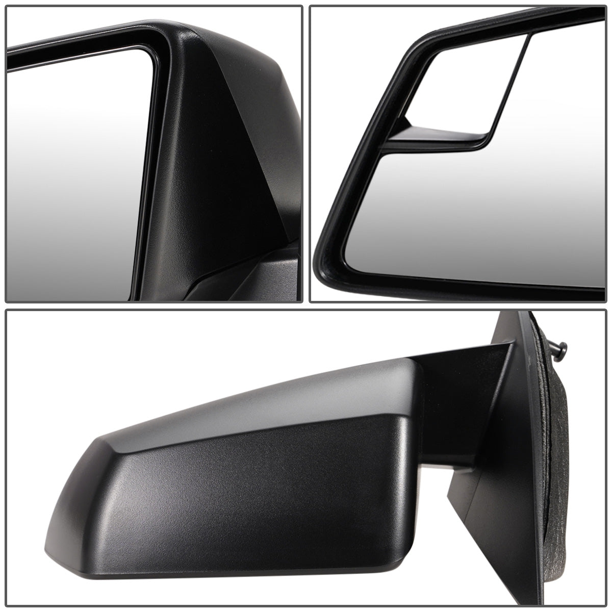 RETROVISOR MIRROR - OEM - 13-16 GMC ACADIA - POWERED - W/ SQUARED BLIND SPOT GLASS - PAINTED - BLACK - LEFT