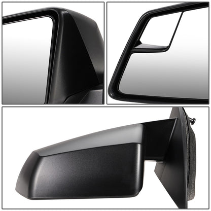 RETROVISOR MIRROR - OEM - 13-16 GMC ACADIA - POWERED - W/ SQUARED BLIND SPOT GLASS - PAINTED - BLACK - LEFT