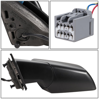 RETROVISOR MIRROR - OEM - 13-16 GMC ACADIA - POWERED - W/ SQUARED BLIND SPOT GLASS - PAINTED - BLACK - LEFT