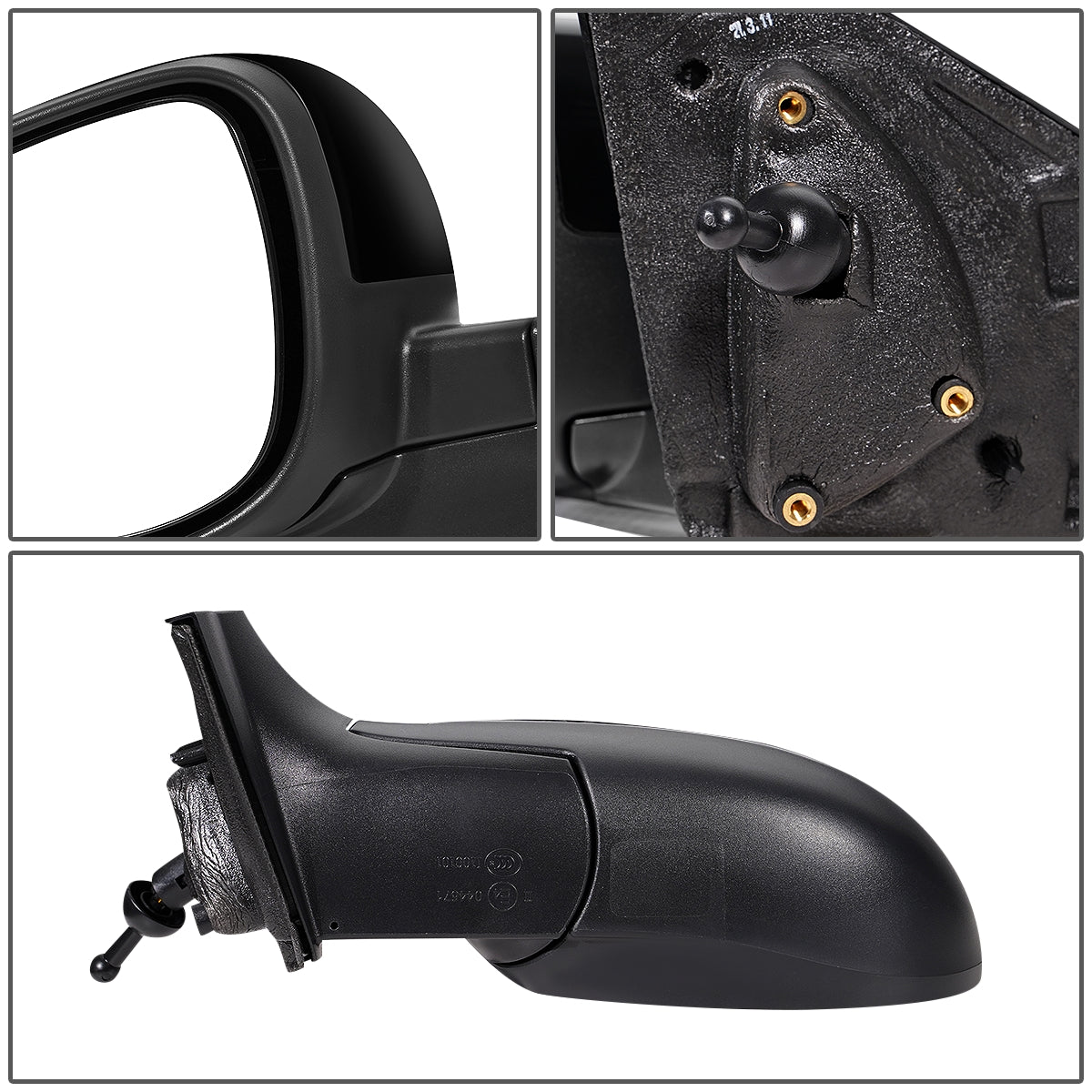 RETROVISOR MIRROR - OEM - 12-13 CHEVY SONIC - MANUAL - W/ CABLE - FOLDING - W/ BLIND SPOT GLASS - BLACK MATERIAL - LEFT