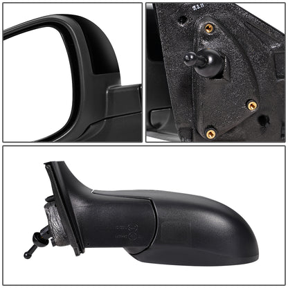 RETROVISOR MIRROR - OEM - 12-13 CHEVY SONIC - MANUAL - W/ CABLE - FOLDING - W/ BLIND SPOT GLASS - BLACK MATERIAL - LEFT