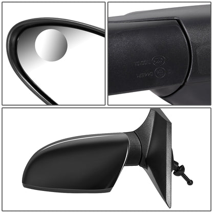 RETROVISOR MIRROR - OEM - 12-13 CHEVY SONIC - MANUAL - W/ CABLE - FOLDING - W/ BLIND SPOT GLASS - BLACK MATERIAL - LEFT