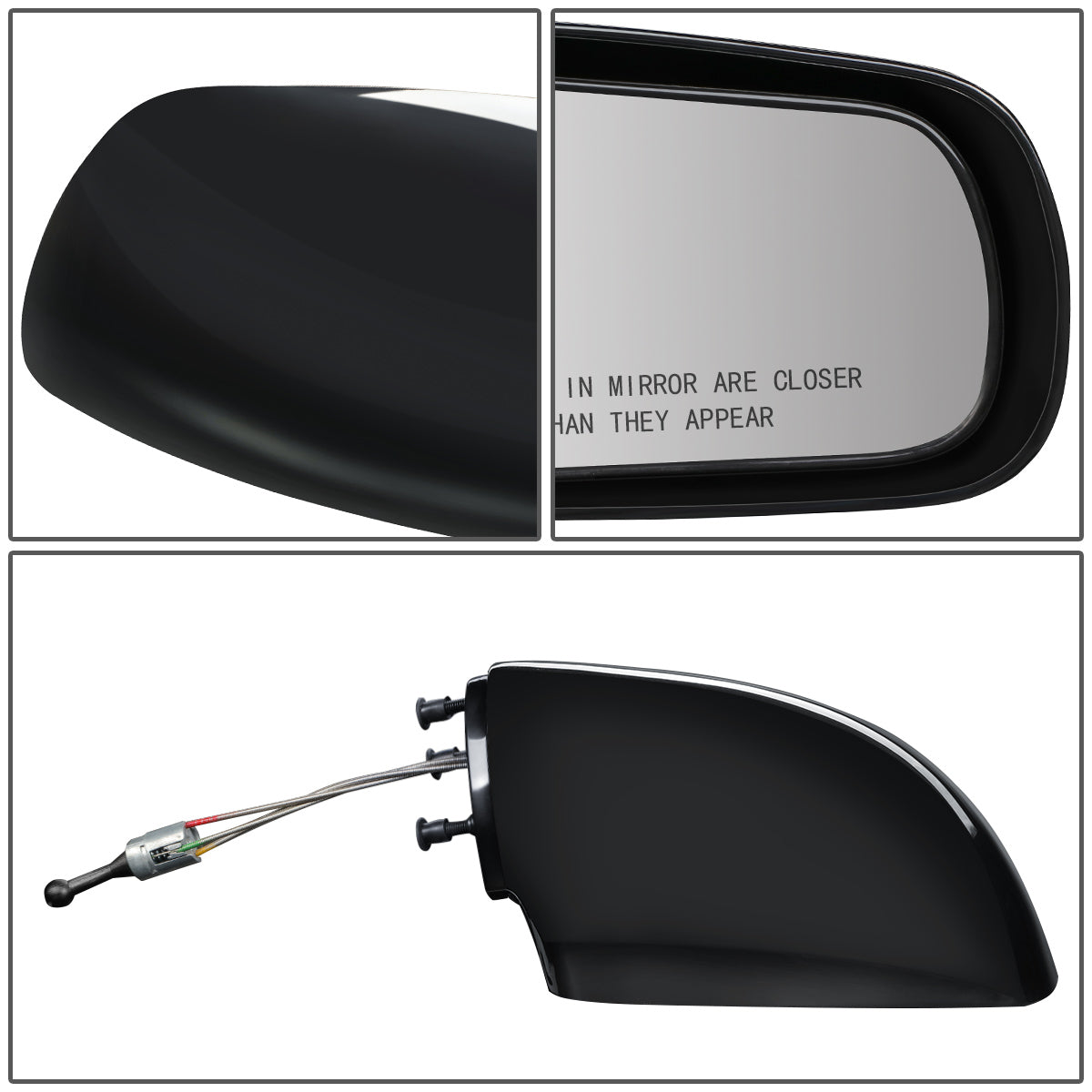 RETROVISOR MIRROR - OEM - 82-87 CHEVY CAVALIER - MANUAL - W/ CABLE - BLACK MATERIAL - RIGHT