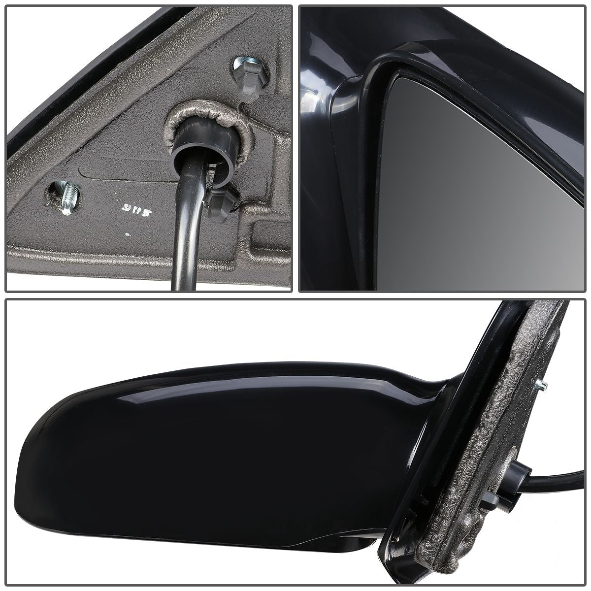 RETROVISOR MIRROR - OEM - 95-05 CHEVY CAVALIER COUPE / 95-05 PONTIAC SUNFIRE COUPE - POWERED - PAINTABLE - BLACK - RIGHT