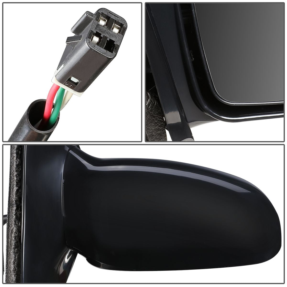 RETROVISOR MIRROR - OEM - 95-05 CHEVY CAVALIER SEDAN / 95-05 PONTIAC SUNFIRE SEDAN - POWERED - PAINTABLE - BLACK - RIGHT