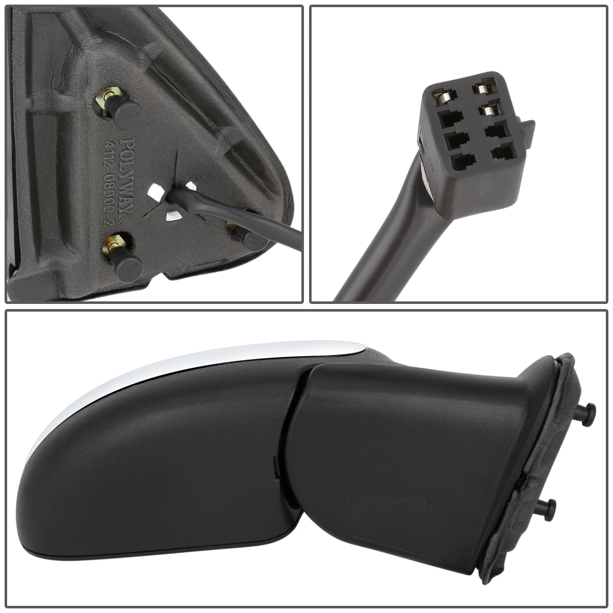 RETROVISOR MIRROR - OEM - 99-02 CHEVY SILVERADO 1500, 2500, 3500 / 99-02 GMC SIERRA 1500, 2500, 3500 - POWERED - BLACK - RIGHT