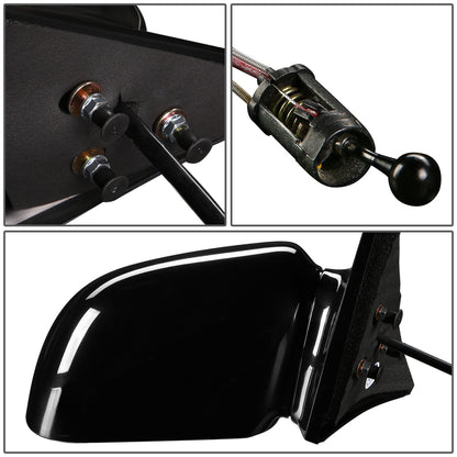 RETROVISOR MIRROR - OEM - 92-98 BUICK SKYLARK / 92-98 OLDSMOBILE ACHIEVA / 92-98 PONTIAC GRAND AM - MANUAL - PAINTABLE - BLACK - RIGHT