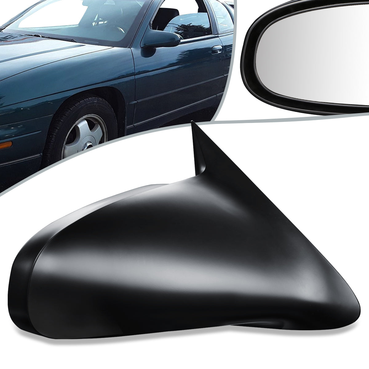 RETROVISOR MIRROR - OEM - 95-99 CHEVY MONTE CARLO - POWERED - BLACK MATERIAL - RIGHT
