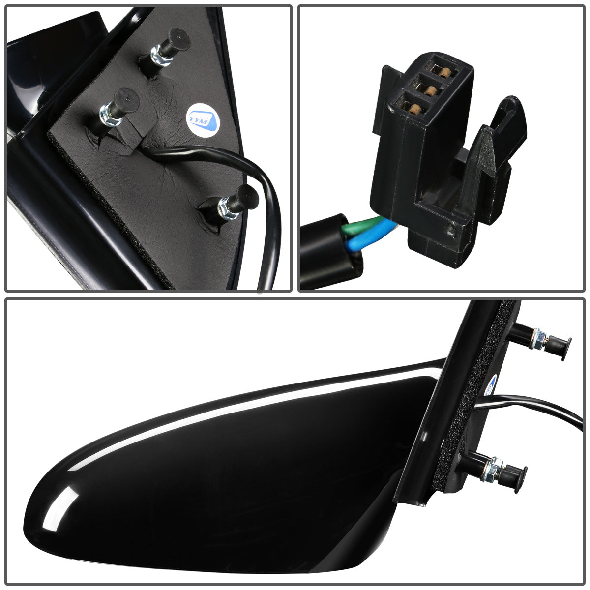 RETROVISOR MIRROR - OEM - 96-02 SATURN SL SEDAN / 96-01 SATURN SW WAGON - POWERED - PAINTABLE - BLACK - RIGHT