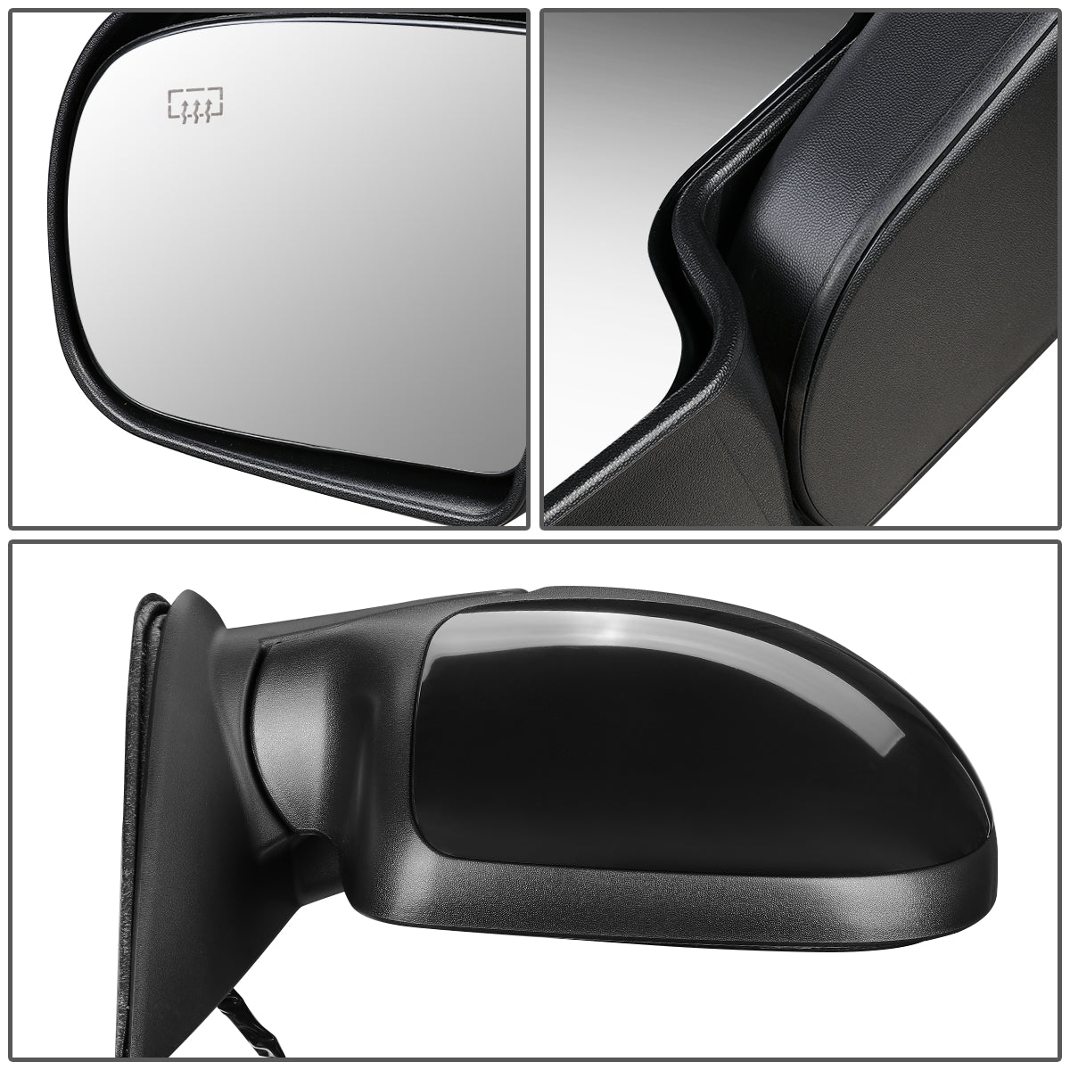 RETROVISOR MIRROR - OEM - 99-02 CHEVY SILVERADO 1500, 2500, 3500 / 99-02 GMC SIERRA 1500, 2500, 3500 - POWERED - HEATED - PAINTABLE - BLACK - RIGHT