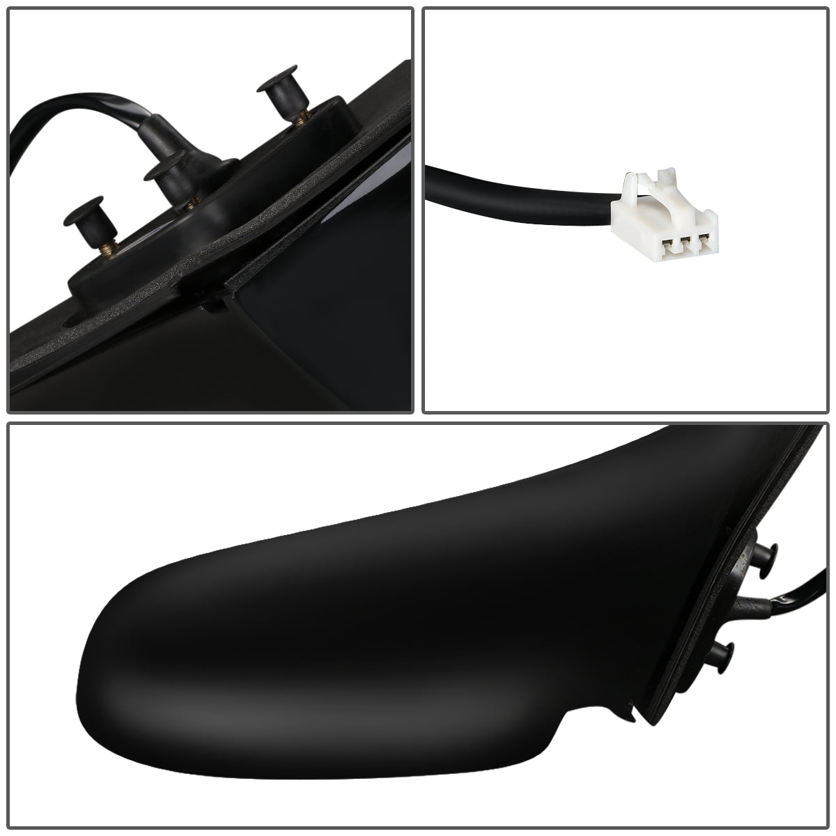 RETROVISOR MIRROR - OEM - 98-02 GEO PRIZM - POWERED - BLACK MATERIAL - RIGHT