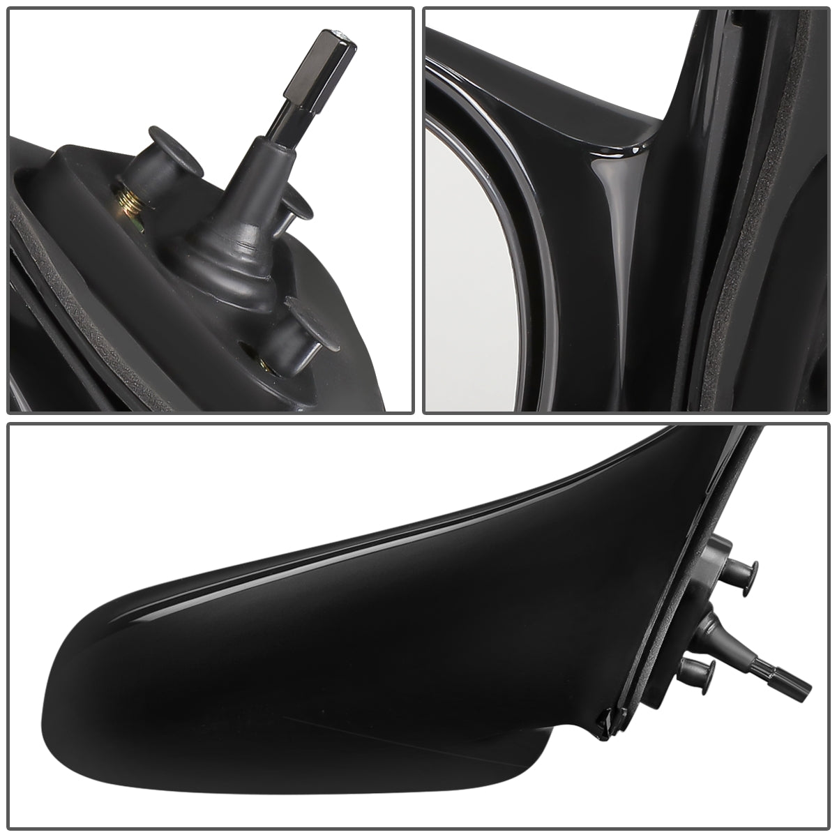 RETROVISOR MIRROR - OEM - 98-02 GEO PRIZM - MANUAL - W/ LEVER - BLACK MATERIAL - RIGHT