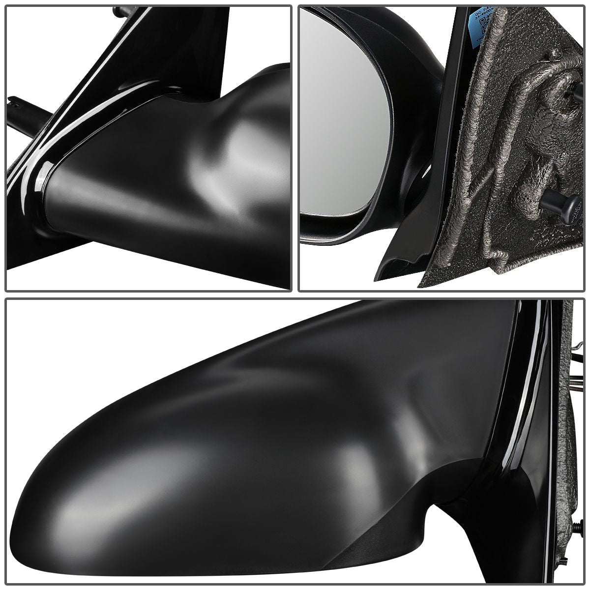 RETROVISOR MIRROR - OEM - 01-05 SATURN L SEDAN / 04 SATURN L300 / 00 SATURN LS SEDAN / 00-03 SATURN LW WAGON - MANUAL - PAINTABLE - BLACK - RIGHT