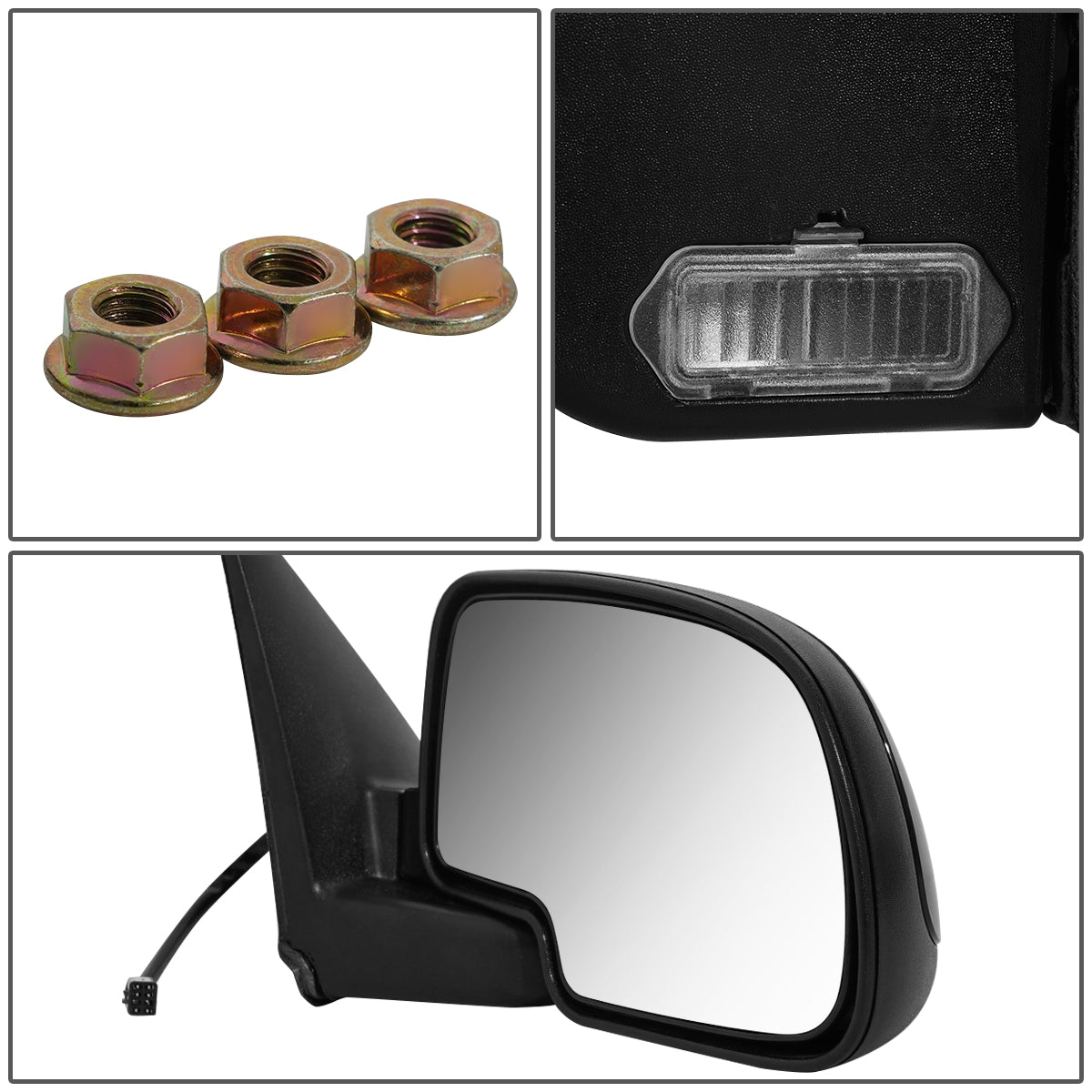 RETROVISOR MIRROR - OEM - 2002 CHEVY AVALANCHE 1500 2500 / 00-02 CHEVY SUBURBAN 1500 2500 / 00-06 CHEVY TAHOE / 00-02 GMC YUKON XL 1500 / 01-02 GMC SIERRA 1500 - POWERED - HEATED - PAINTABLE - BLACK - RIGHT