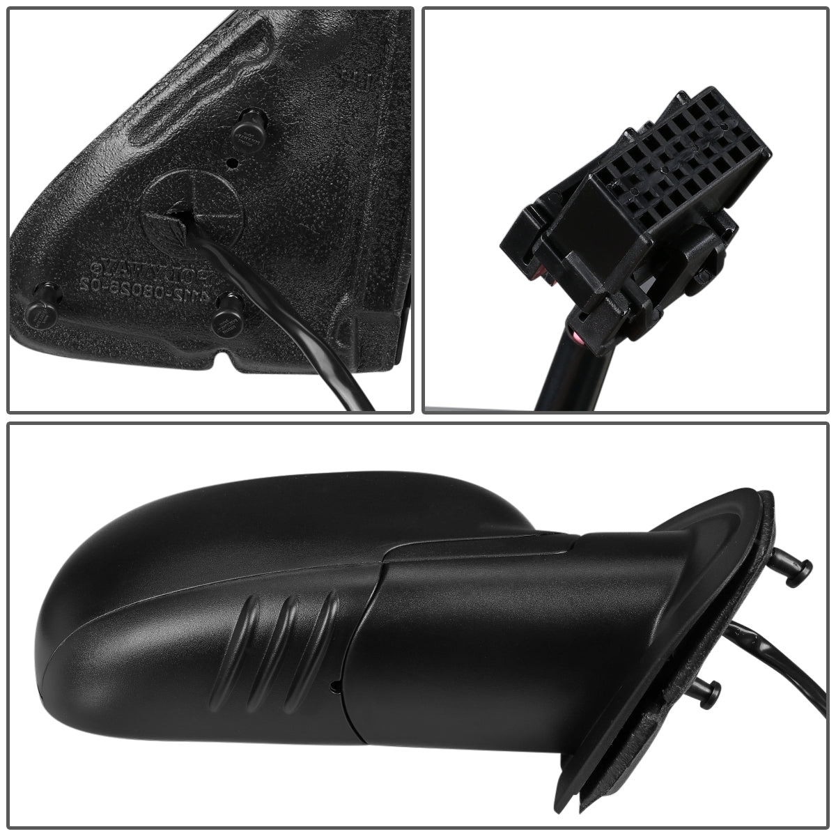 RETROVISOR MIRROR - OEM - 04-07 BUICK RAINIER / 02-08 CHEVY TRAILBLAZER / 02-08 GMC ENVOY / 03-08 ISUZU ASCENDER / 02-04 OLDMOBILE BRAVADA - POWERED - HEATED - TEXTURED - BLACK - RIGHT