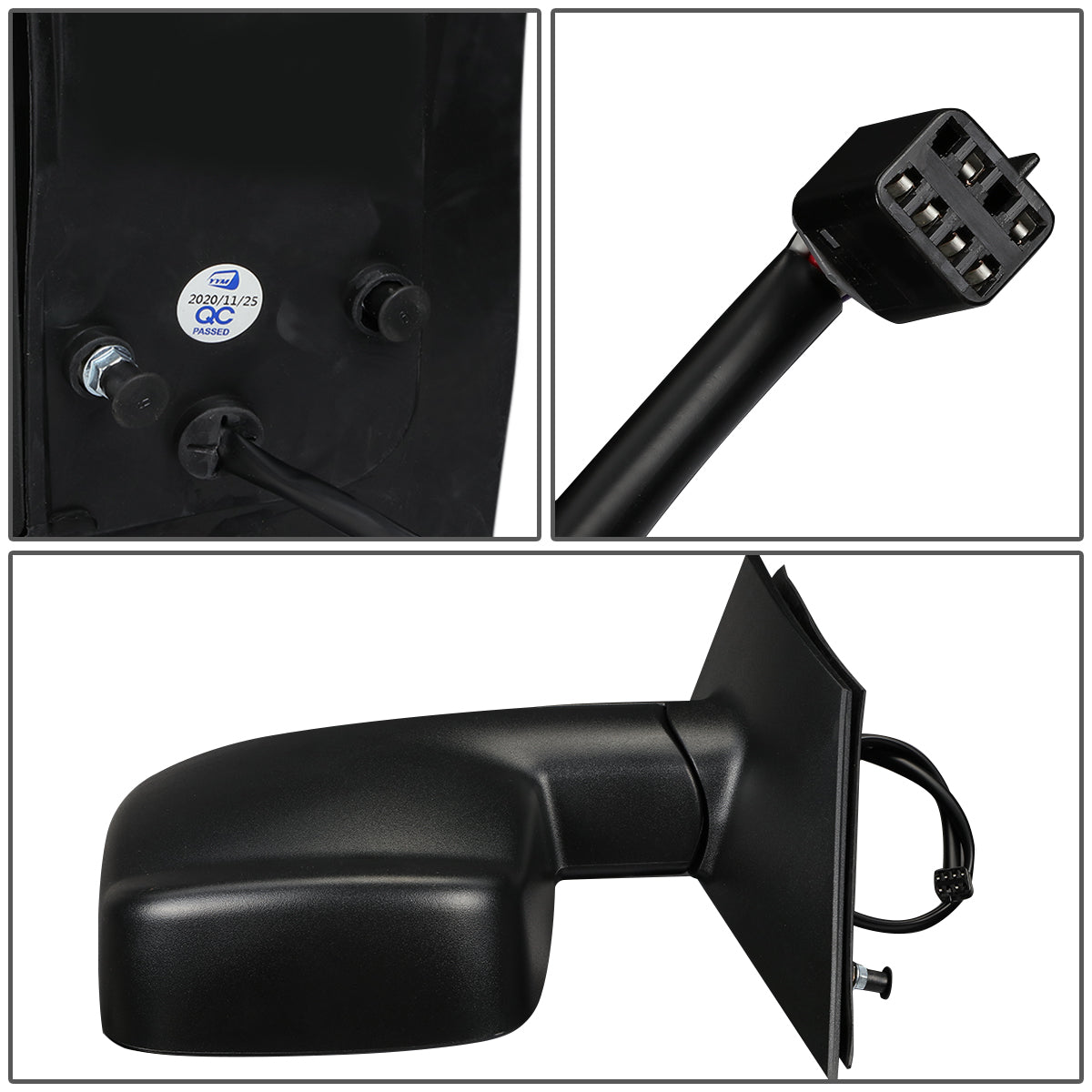 RETROVISOR MIRROR - OEM - 03-13 CHEVY EXPRESS, GMC SAVANA - POWERED - HEATED - FOLDING - W/ DUAL GLASS - TEXTURED - BLACK - RIGHT