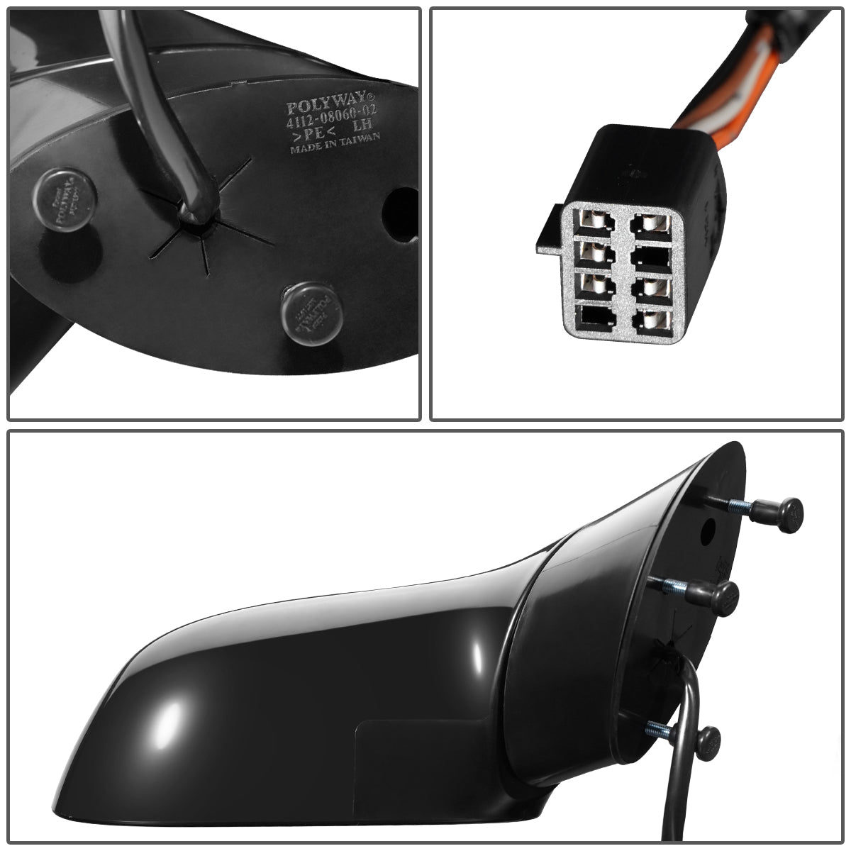 RETROVISOR MIRROR - OEM - 05-13 CHEVY CORVETTE - POWERED - HEATED - FOLDING - BLACK MATERIAL - RIGHT