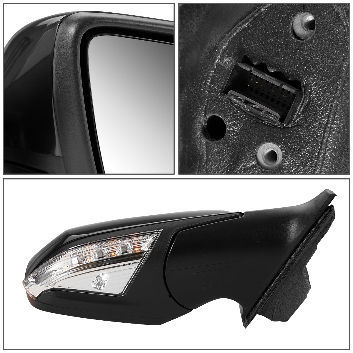 RETROVISOR MIRROR - OEM - 10-15 BUICK LACROSSE - POWERED - HEATED - W/ SIGNAL LIGHT - W/ PUDDLE LIGHT - FOLDING - BLACK MATERIAL - RIGHT