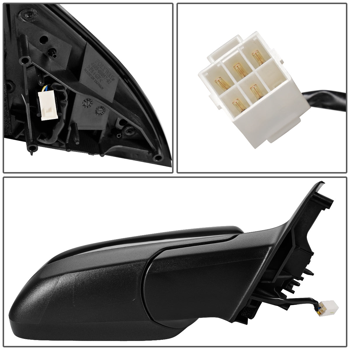 RETROVISOR MIRROR - OEM - 06-12 CHEVY IMPALA / 06-08 CHEVY MONTE CARLO - POWERED - HEATED - FOLDING - BLACK MATERIAL - RIGHT