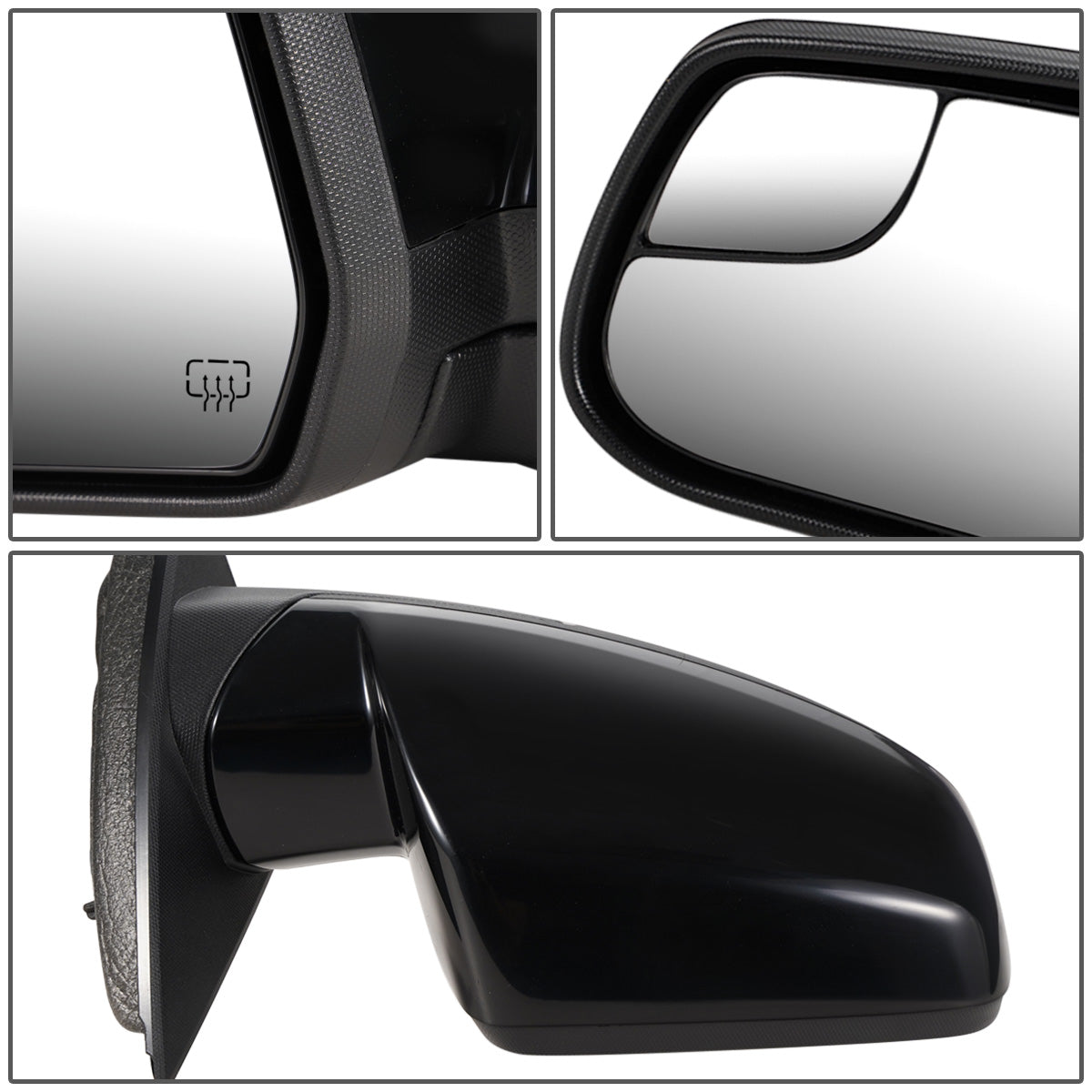 RETROVISOR MIRROR - OEM - 10-17 GMC TERRAIN - POWERED - HEATED - FOLDING - W/ BLIND SPOT GLASS - BLACK MATERIAL - RIGHT