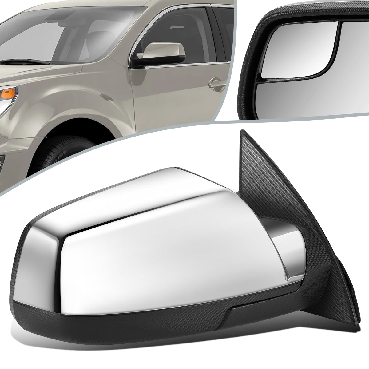 RETROVISOR MIRROR - OEM - 10-16 CHEVY EQUINOX - POWERED - W/ MEMORY - FOLDING - W/ BLIND SPOT GLASS - CHROME - RIGHT