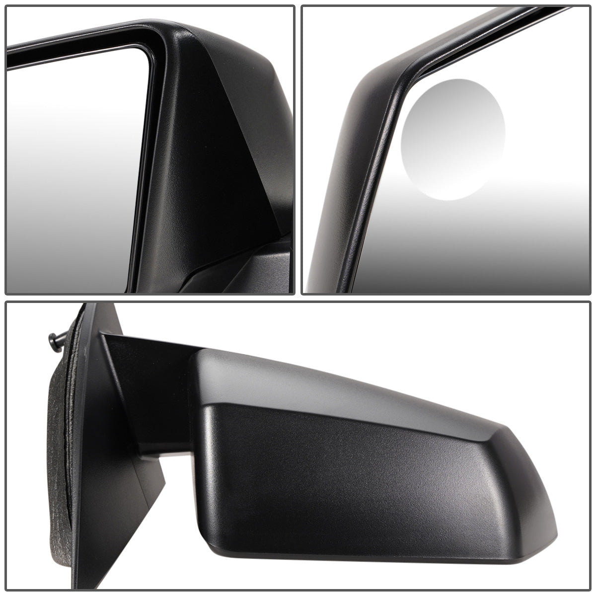 RETROVISOR MIRROR - OEM - 13-16 GMC ACADIA - POWERED - W/ ROUND BLIND SPOT GLASS - PAINTED - BLACK - RIGHT