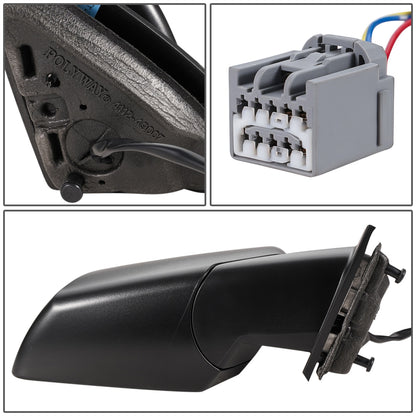 RETROVISOR MIRROR - OEM - 13-16 GMC ACADIA - POWERED - W/ ROUND BLIND SPOT GLASS - PAINTED - BLACK - RIGHT