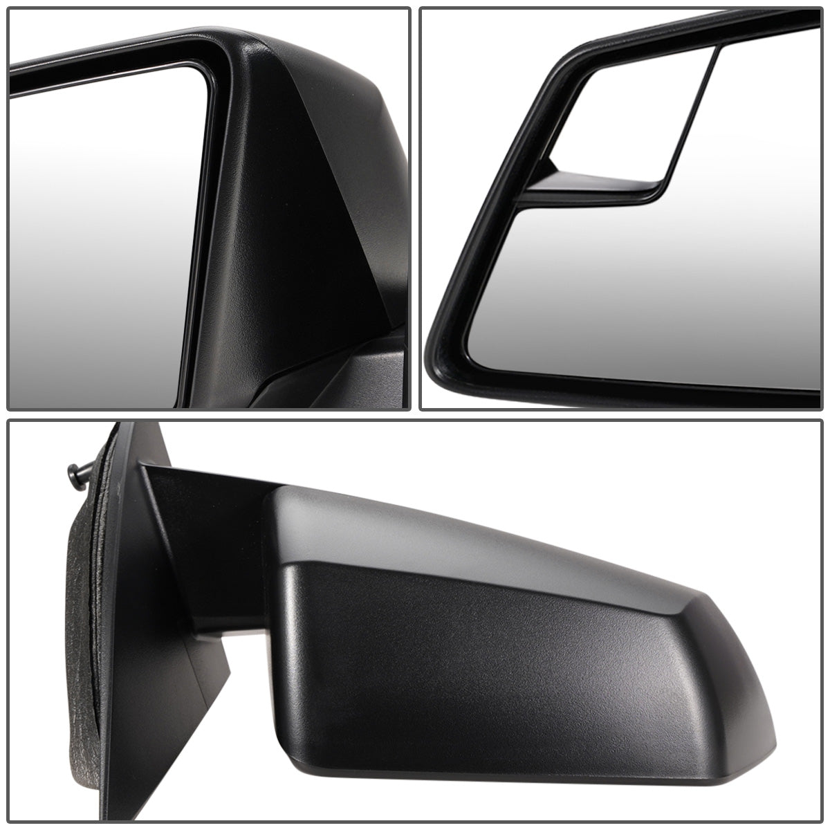 RETROVISOR MIRROR - OEM - 13-16 GMC ACADIA - POWERED - W/ SQUARED BLIND SPOT GLASS - PAINTED - BLACK - RIGHT