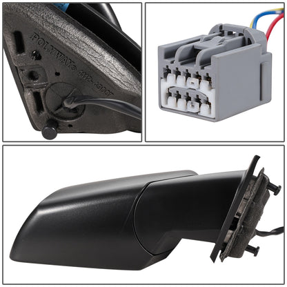 RETROVISOR MIRROR - OEM - 13-16 GMC ACADIA - POWERED - W/ SQUARED BLIND SPOT GLASS - PAINTED - BLACK - RIGHT