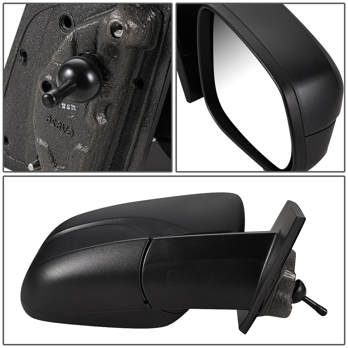 RETROVISOR MIRROR - OEM - 16-18 CHEVY SPARK - MANUAL - W/ CABLE - FOLDING - TEXTURED - BLACK - RIGHT