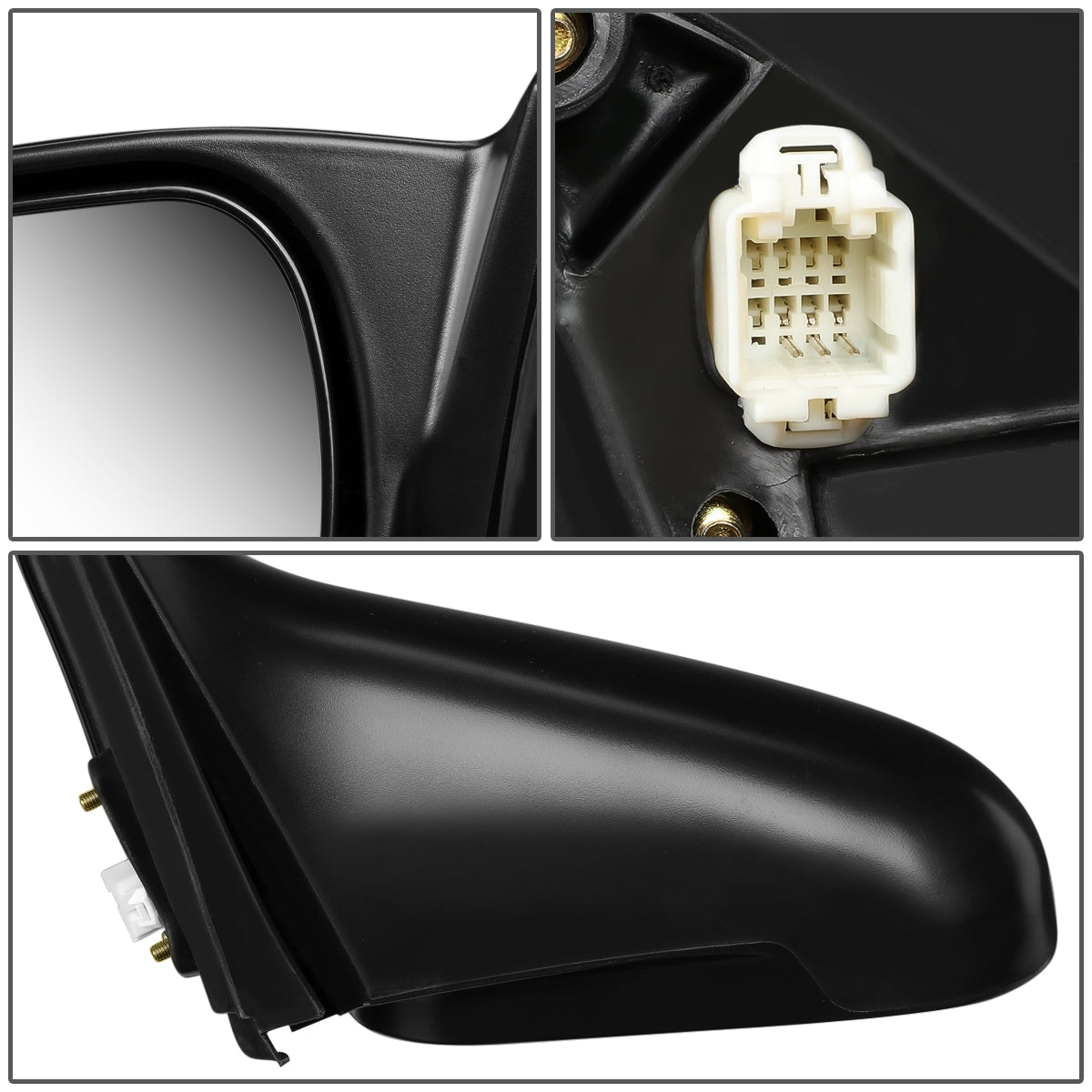 RETROVISOR MIRROR - OEM - 96-00 HONDA CIVIC 2-DOOR - POWERED - PAINTABLE - MATTE BLACK - LEFT