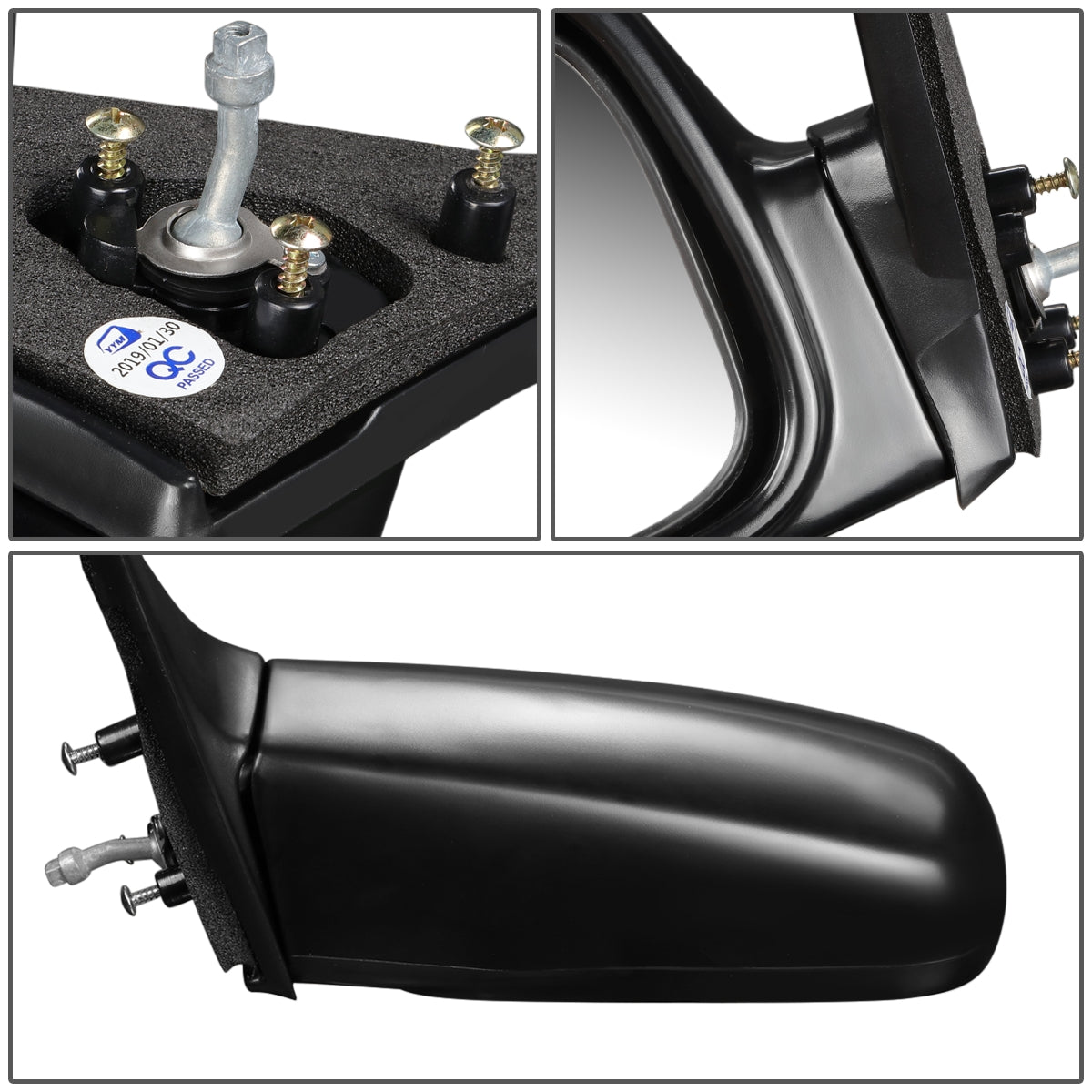 RETROVISOR MIRROR - OEM - 88-91 HONDA CIVIC - MANUAL - W/ LEVER - FLEXIBLE - BLACK MATERIAL - LEFT