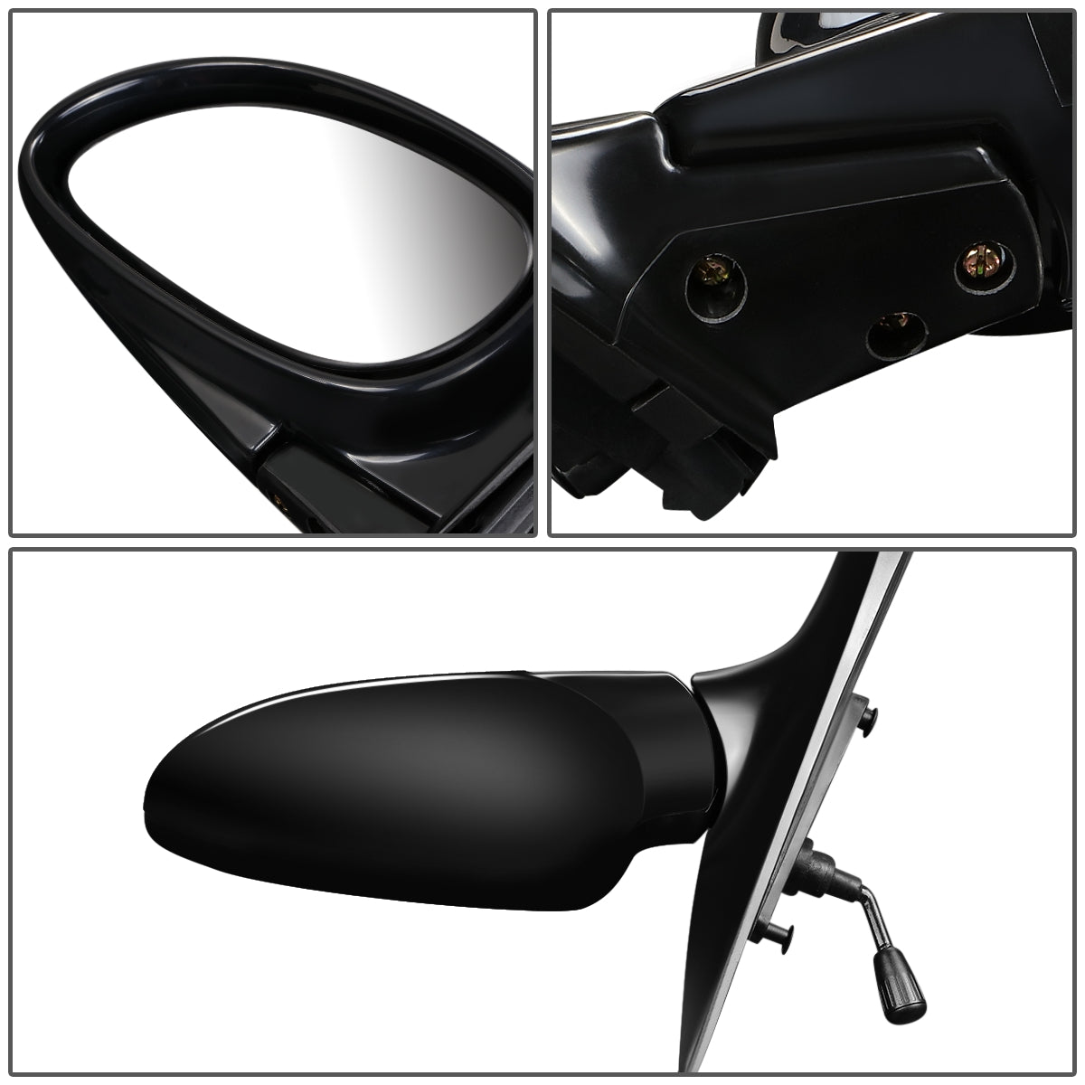 RETROVISOR MIRROR - OEM - 92-95 HONDA CIVIC - MANUAL - W/ LEVER - FOLDING - BLACK MATERIAL - LEFT