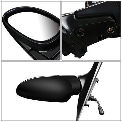 RETROVISOR MIRROR - OEM - 92-95 HONDA CIVIC - MANUAL - W/ LEVER - FOLDING - BLACK MATERIAL - LEFT