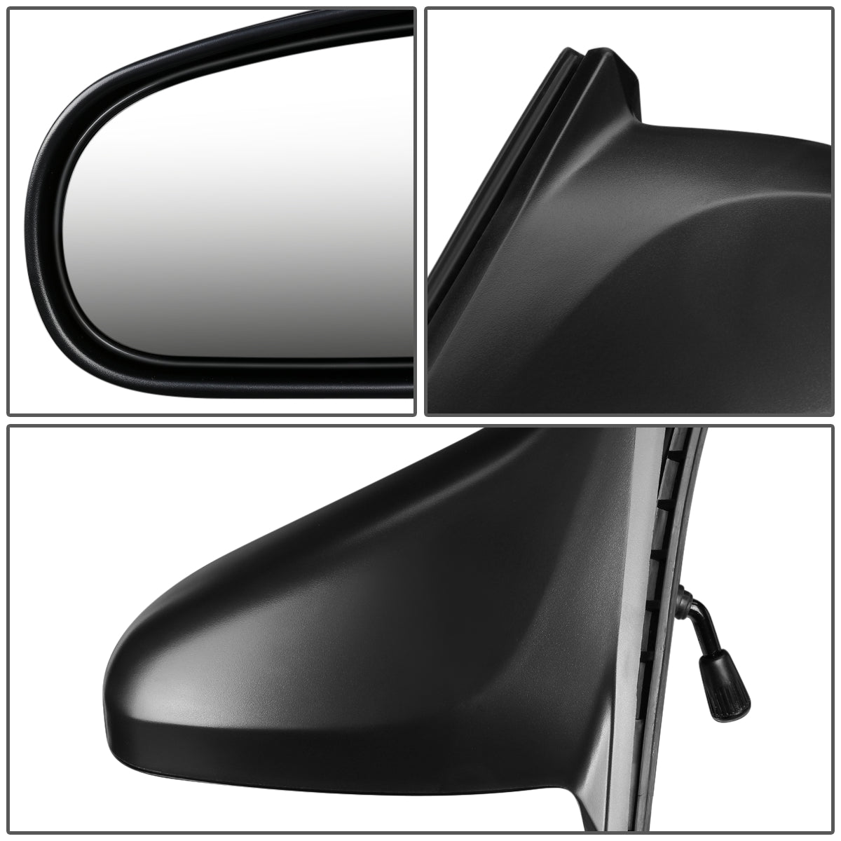 RETROVISOR MIRROR - OEM - 96-00 HONDA CIVIC 2-DOOR - MANUAL - PAINTABLE - BLACK - LEFT