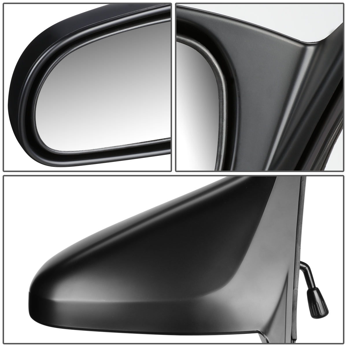 RETROVISOR MIRROR - OEM - 96-00 HONDA CIVIC 4-DOOR - MANUAL - PAINTABLE - BLACK - LEFT