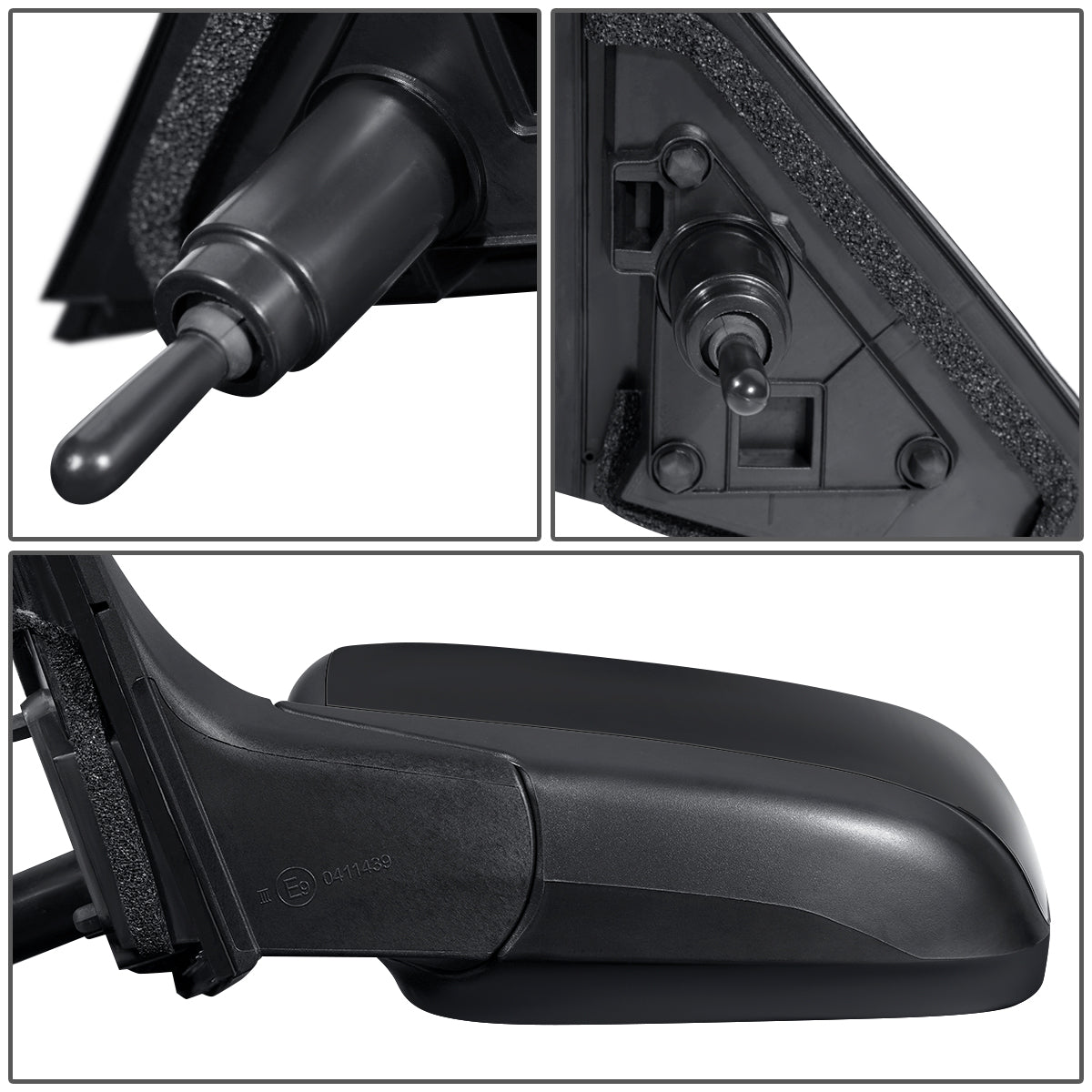 RETROVISOR MIRROR - OEM - 03-07 HONDA ACCORD - MANUAL - W/ LEVER - FOLDING - BLACK MATERIAL - LEFT