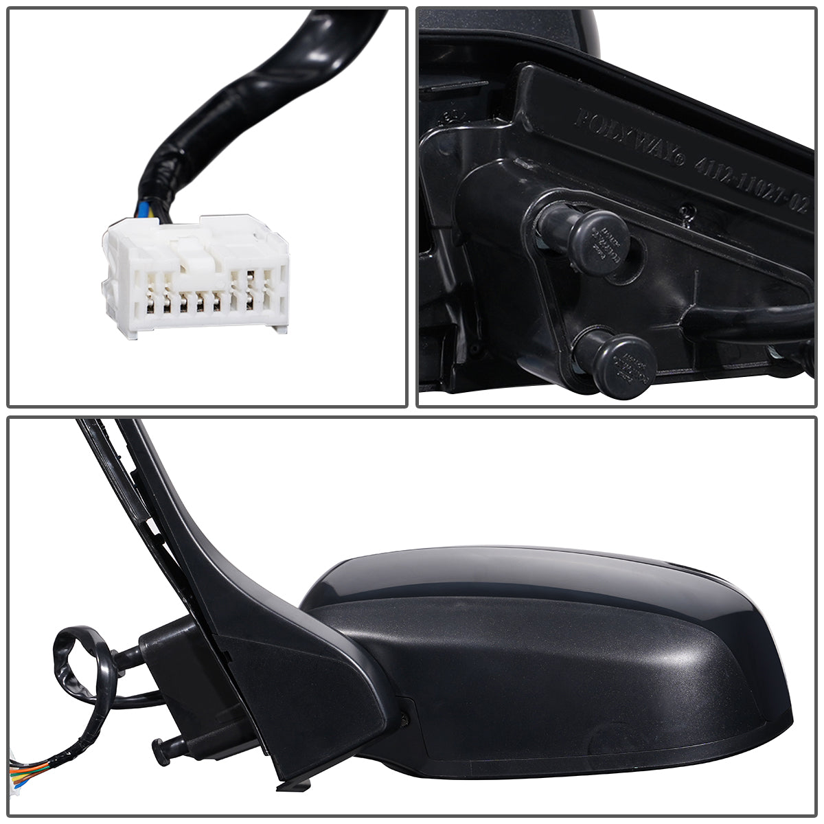 RETROVISOR MIRROR - OEM - 10-18 HONDA INSIGHT - POWERED - HEATED - W/ SIGNAL LIGHT - FOLDING - BLACK MATERIAL - LEFT