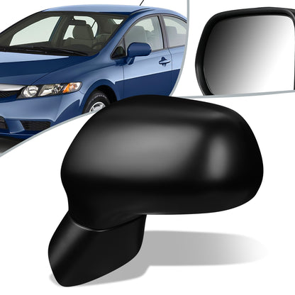 RETROVISOR MIRROR - OEM - 06-11 HONDA CIVIC - POWERED - HEATED - FOLDING - TEXTURED - BLACK MATERIAL - LEFT