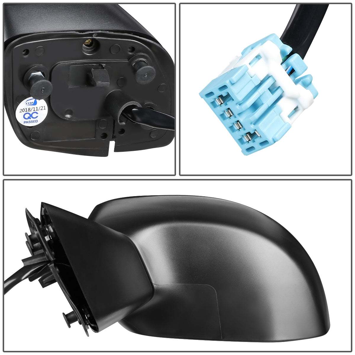 RETROVISOR MIRROR - OEM - 12-15 HONDA CIVIC - POWERED - HEATED - PAINTABLE - BLACK - LEFT