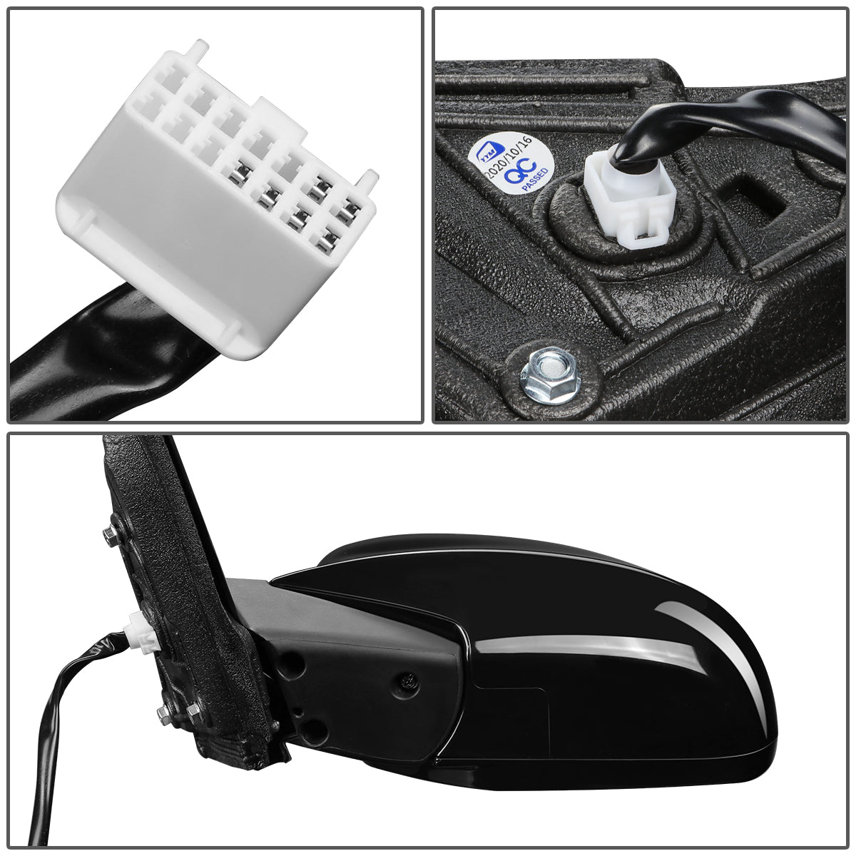 RETROVISOR MIRROR - OEM - 13-15 HONDA ACCORD 2-DR - POWERED - HEATED - W/ SIGNAL LIGHT - W/ ASPHERICAL GLASS - FOLDING - BLACK MATERIAL - LEFT