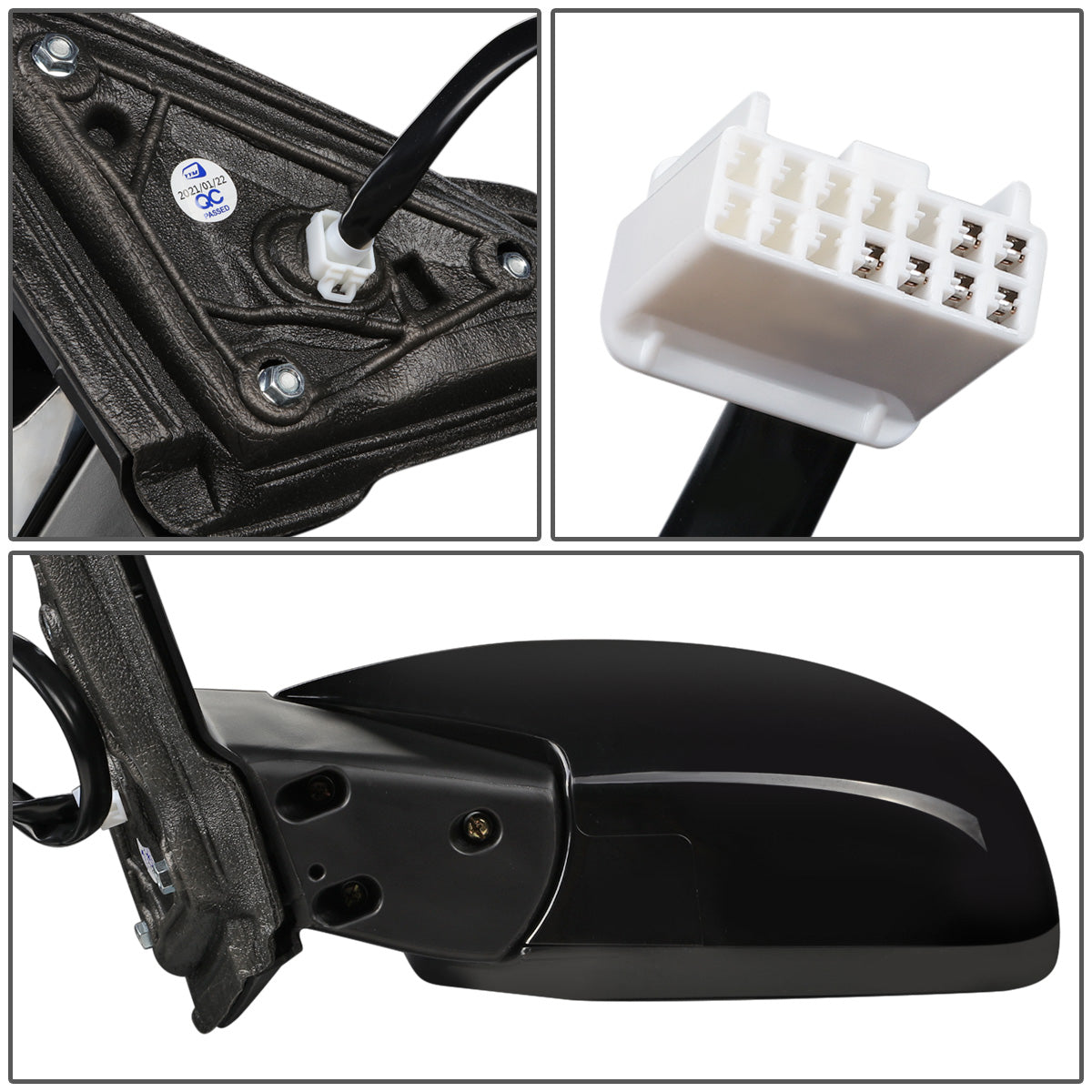 RETROVISOR MIRROR - OEM - 13-15 HONDA ACCORD 4-DR - POWERED - HEATED - W/ SIGNAL LIGHT - W/ ASPHERICAL GLASS - FOLDING - BLACK MATERIAL - LEFT